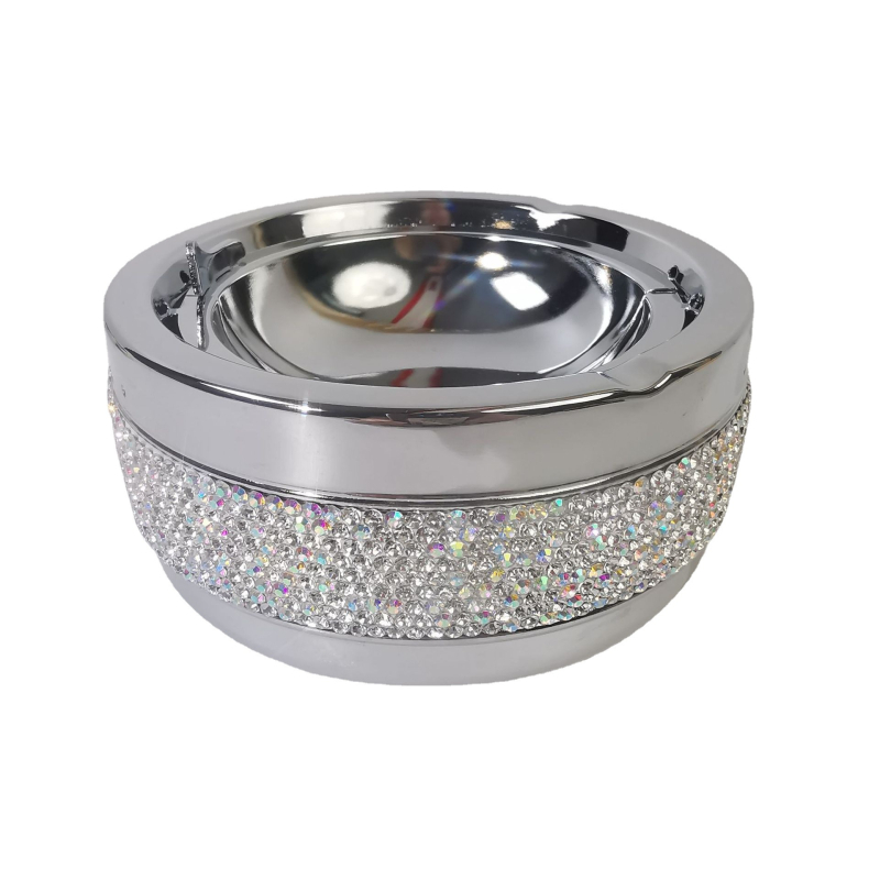 Scrumieră metalică decorată cu cristale, stil european, pentru casă, hotel și birou