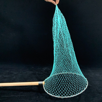 Rybárska sieť s drevenou rúčkou, železný kruh, veľké oko, deväťvláknový hrubý drôt