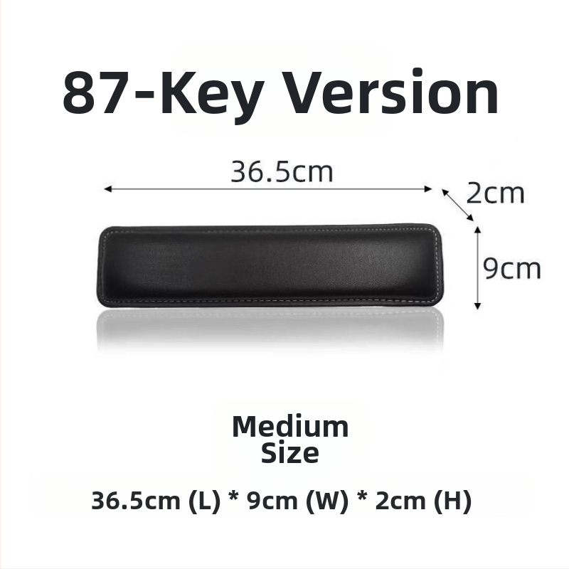 Μαξιλάρι καρπού για μηχανικό πληκτρολόγιο με επένδυση από δέρμα και μνήμης αφρού, συμβατό με 87–108 πλήκτρα, βάρος 150 g, ανθεκτικό στη φθορά