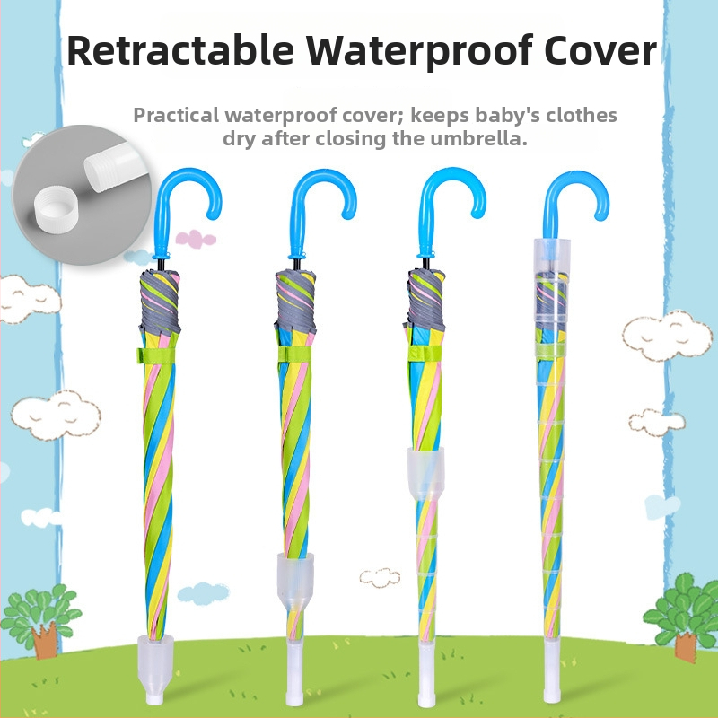 Umbrelă pentru copii cu mâner lung, design drăguț inspirat de prințesă, cadrul cu 8 nervuri din fibră, tijă din oțel, mâner din plastic, deschidere semi-automată, logo imprimat