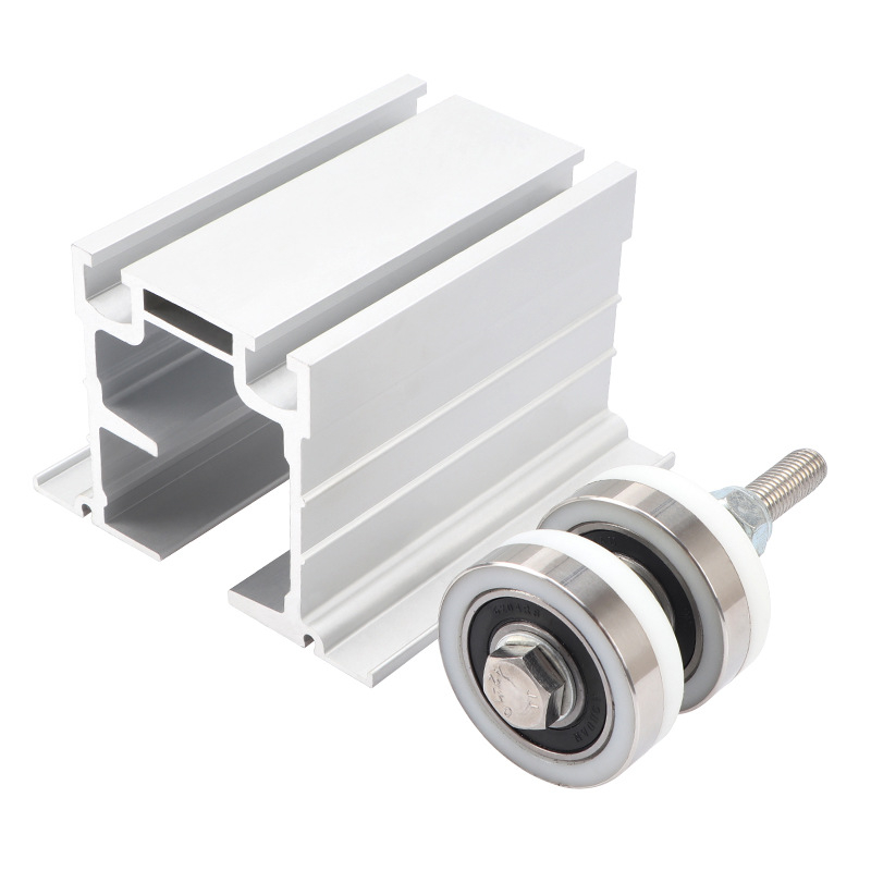 Tip 65 univerzalna podizna kolut za vodilice vrata i hotelske pregrade – vanjski promjer 46 mm, osovina Ø11 mm, nosivost 150 kg, materijali: nehrđajući čelik, najlon i aluminij, OEM logo