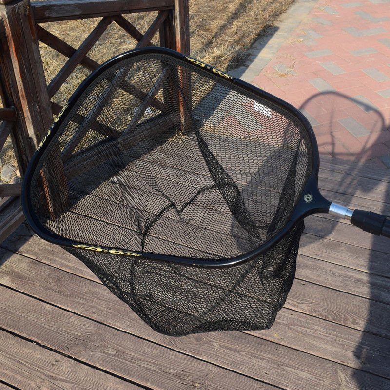 Alumínium ötvözetből készült halászhálófej, finom szemű háló, nyílásának átmérője 50 cm, háló mélysége 50 cm