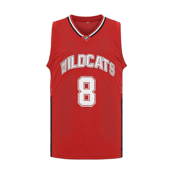 Izšivana košarkaška majica No. 14 Wildcat momčad, retro stil, ljeto, unisex, poliester tkanina, podstava poliester, 100% poliester