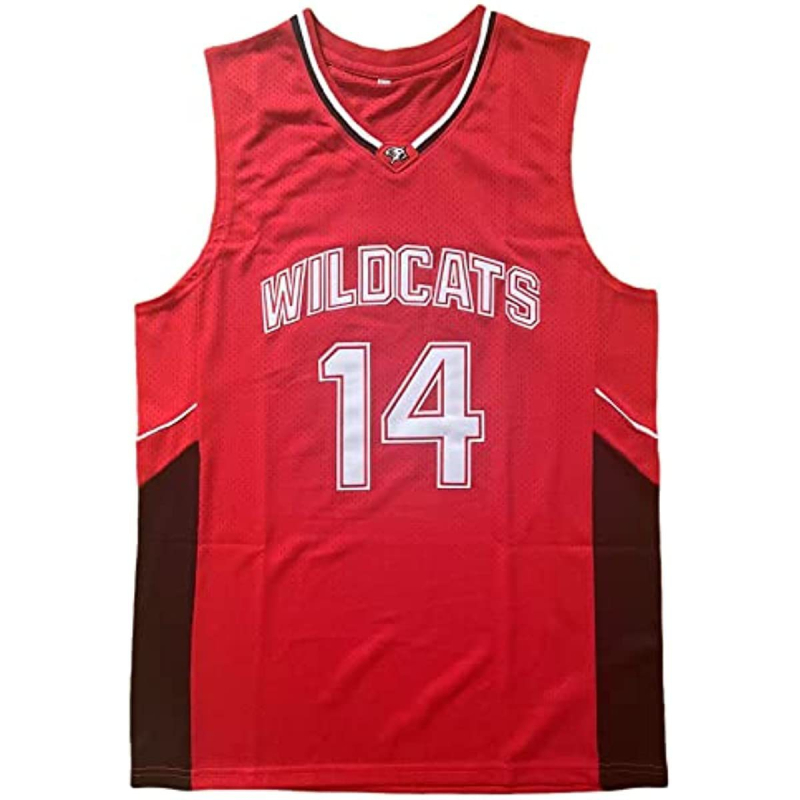 Izšivana košarkaška majica No. 14 Wildcat momčad, retro stil, ljeto, unisex, poliester tkanina, podstava poliester, 100% poliester