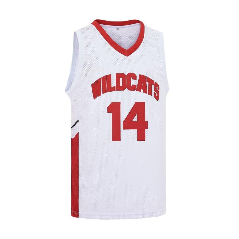 Izšivana košarkaška majica No. 14 Wildcat momčad, retro stil, ljeto, unisex, poliester tkanina, podstava poliester, 100% poliester