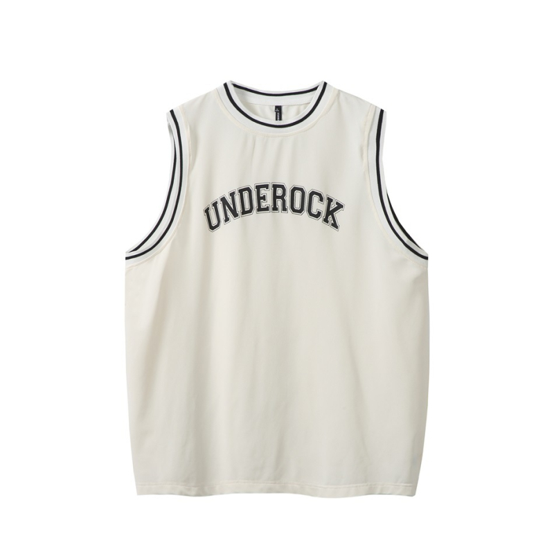 Uniszex nyári gyorsan száradó ujjatlan póló-vest, kerek nyakú, bő szabású, lélegző nylon-keverék