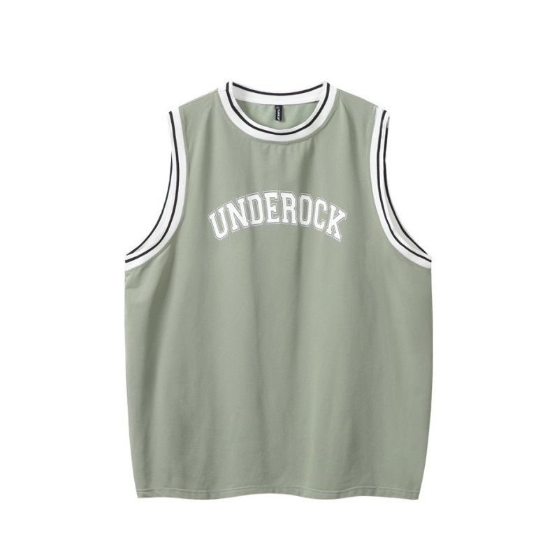 Uniszex nyári gyorsan száradó ujjatlan póló-vest, kerek nyakú, bő szabású, lélegző nylon-keverék