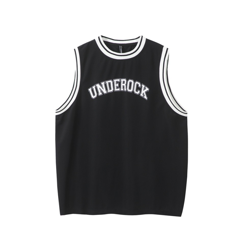 Uniszex nyári gyorsan száradó ujjatlan póló-vest, kerek nyakú, bő szabású, lélegző nylon-keverék