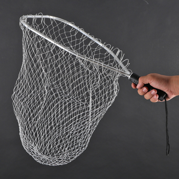 Merítőháló nagytestű halakhoz, nagy szemű, fonott kivitel, alumíniumötvözetből