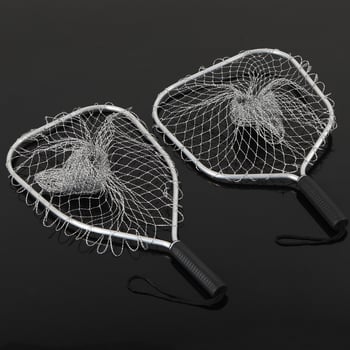 Merítőháló nagytestű halakhoz, nagy szemű, fonott kivitel, alumíniumötvözetből