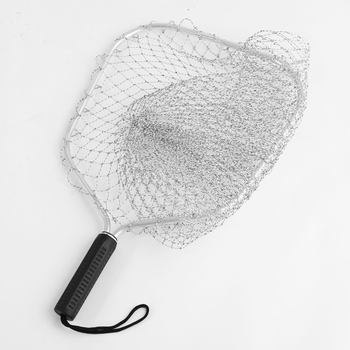 Merítőháló nagytestű halakhoz, nagy szemű, fonott kivitel, alumíniumötvözetből