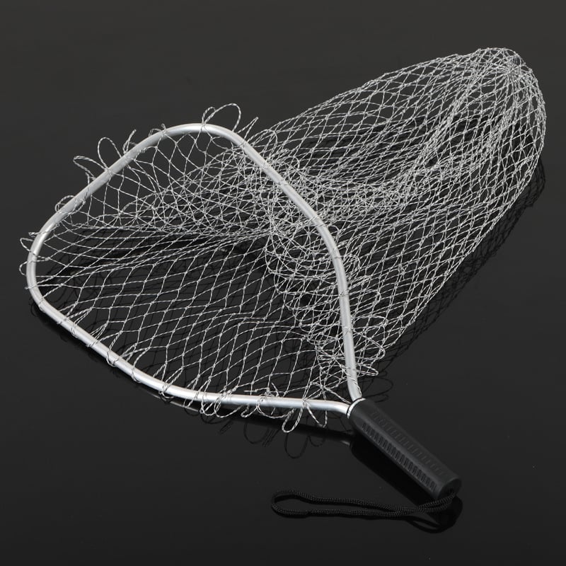 Merítőháló nagytestű halakhoz, nagy szemű, fonott kivitel, alumíniumötvözetből