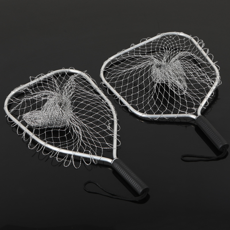 Merítőháló nagytestű halakhoz, nagy szemű, fonott kivitel, alumíniumötvözetből