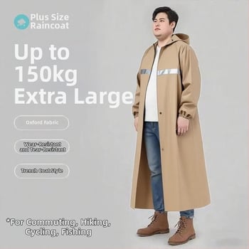 Pelerină de ploaie pentru adulți, cu lungime extinsă, țesătură Oxford, strat impermeabil PVC, potrivită pentru plimbări cu motocicleta, drumeții și călătorii