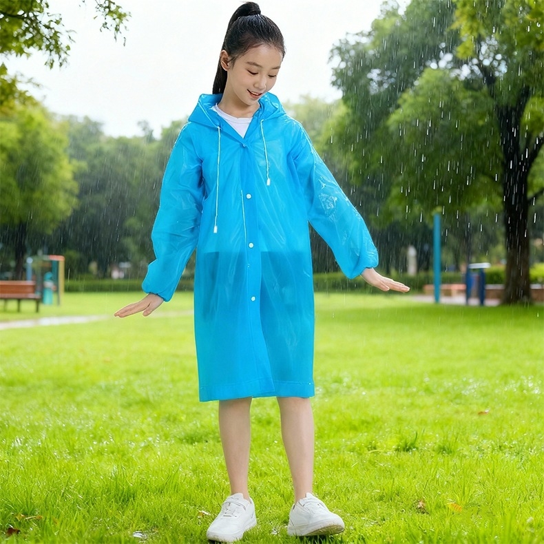 Poncho de ploaie pentru copii din EVA, cu acoperire totală, pentru 1 persoană, de unică folosință, pentru drumeții și călătorii