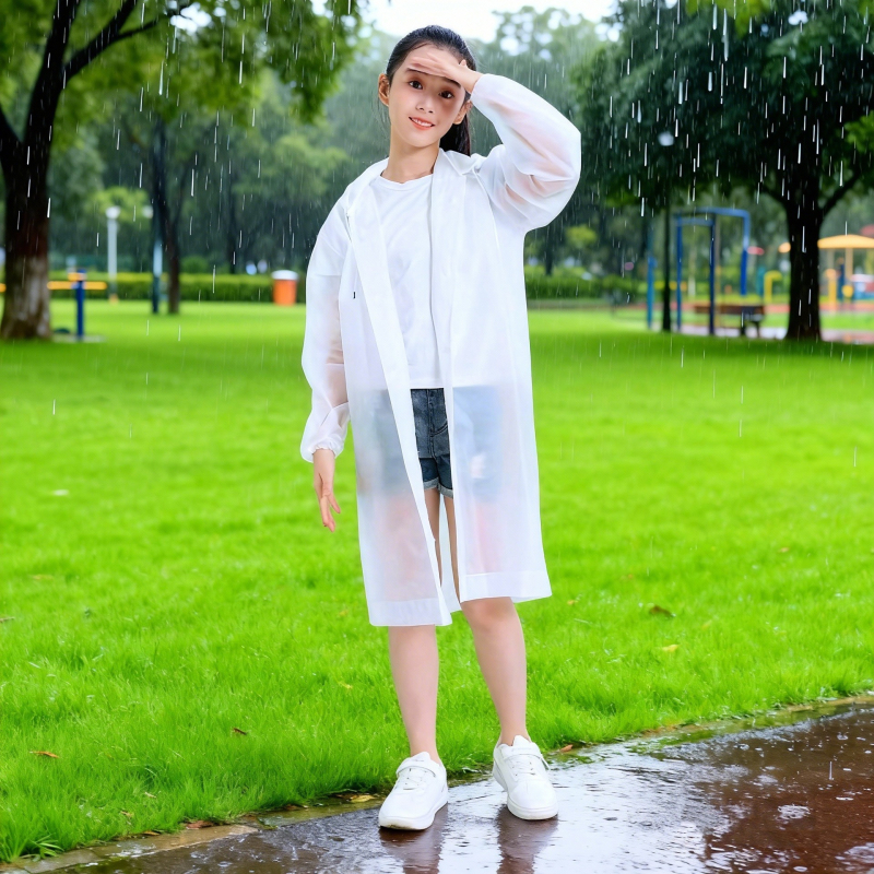 Poncho de ploaie pentru copii din EVA, cu acoperire totală, pentru 1 persoană, de unică folosință, pentru drumeții și călătorii