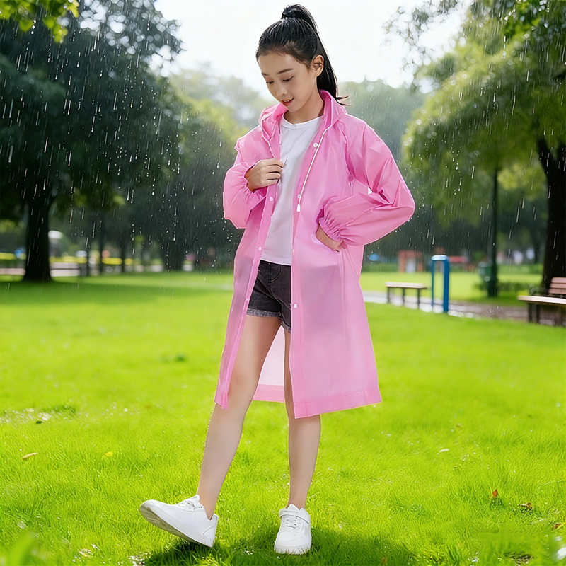 Poncho de ploaie pentru copii din EVA, cu acoperire totală, pentru 1 persoană, de unică folosință, pentru drumeții și călătorii