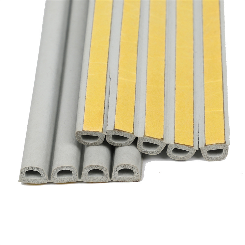 Önadhéziós ajtó- és ablak tömítőszalag - D-típusú szivacsos habszalag, tömítés az ajtó és ablak közti résekhez, magas hőmérséklet-állóság