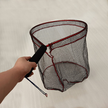 Csali-horgász háló, könnyű, rövid nyél, egyrészes alumínium ötvözet design, hordozható mini háló folyóparti és csónakos horgászathoz