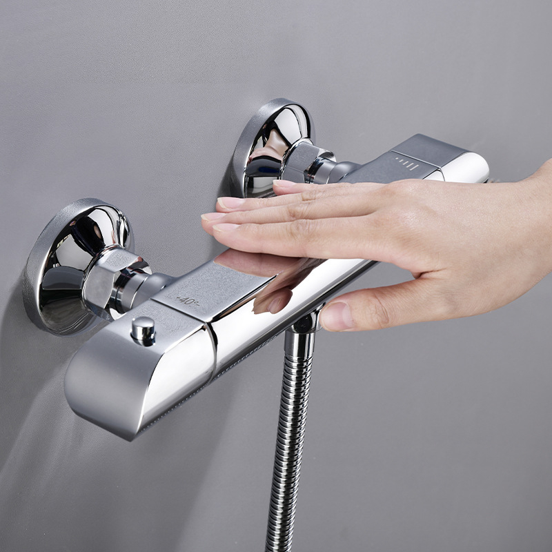 Termostatski set za tuširanje s miješalom, model 4107001, radni tlak 0,1–0,5 bar, hladna voda 0–20°C, vruća voda 55–85°C, protok 20 L/min