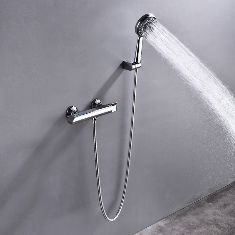 Termostatski set za tuširanje s miješalom, model 4107001, radni tlak 0,1–0,5 bar, hladna voda 0–20°C, vruća voda 55–85°C, protok 20 L/min