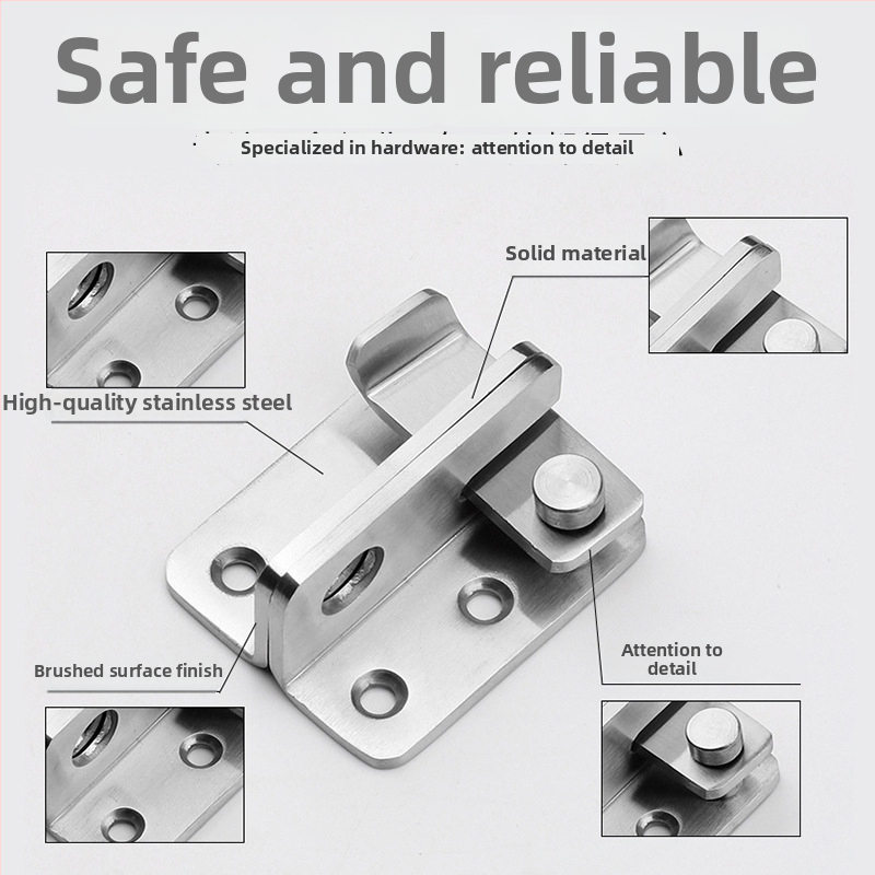 Încuietor din oțel inoxidabil, cu cataramă, pentru stânga-dreapta, finisaj șlefuit, pentru uși din lemn, dulapuri mari, cuști pentru animale de companie și ferestre de evacuare