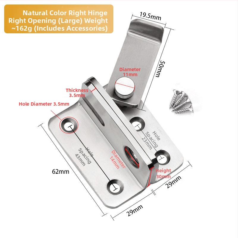 Încuietor din oțel inoxidabil, cu cataramă, pentru stânga-dreapta, finisaj șlefuit, pentru uși din lemn, dulapuri mari, cuști pentru animale de companie și ferestre de evacuare