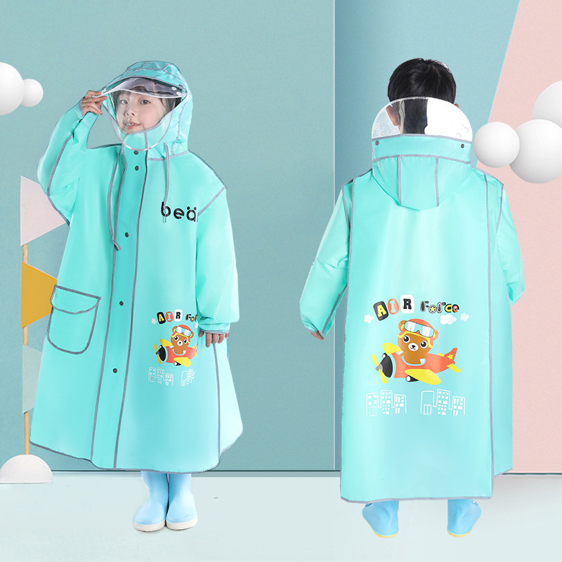 Gyerekeknek szóló esőponcsó karikatúra stílusban, hátizsák számára (Karikatúra stílus • EVA anyag • 205 g • alkalmas gyermekeknek)