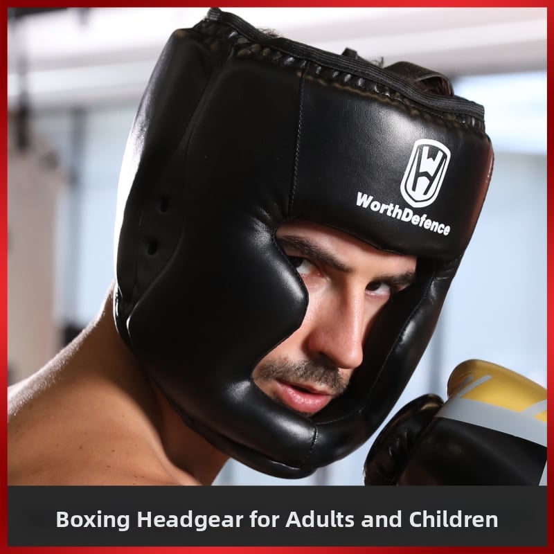 Casca de box, material PU, model He0186, 220 g, protecție facială, antrenament Taekwondo/Sanda