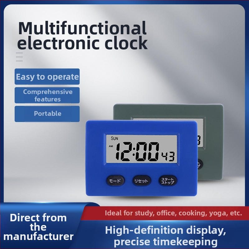 Elektronický časovač s LCD displejom, napájaný batériou, plastové telo, chronograf funkcia, vhodný do kuchyne a na učenie