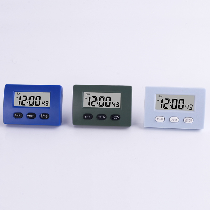 Elektronički timer s LCD zaslonom, baterijsko napajanje, plastično kućište, kronograf funkcija, pogodan za kuhinju i učenje