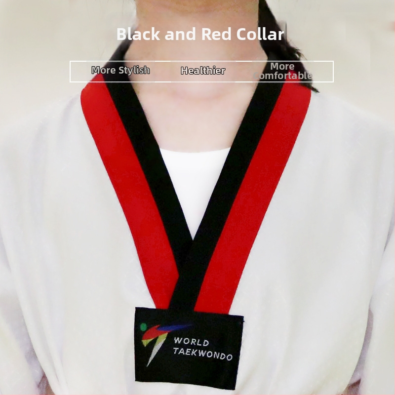 Taekwondo trening uniforma za odrasle i djecu, s prilagođenim logotipima, prozračna i izdržljiva, kratkih rukava, mješavina poliestera s podstavom 90/10 poliester-pamuk