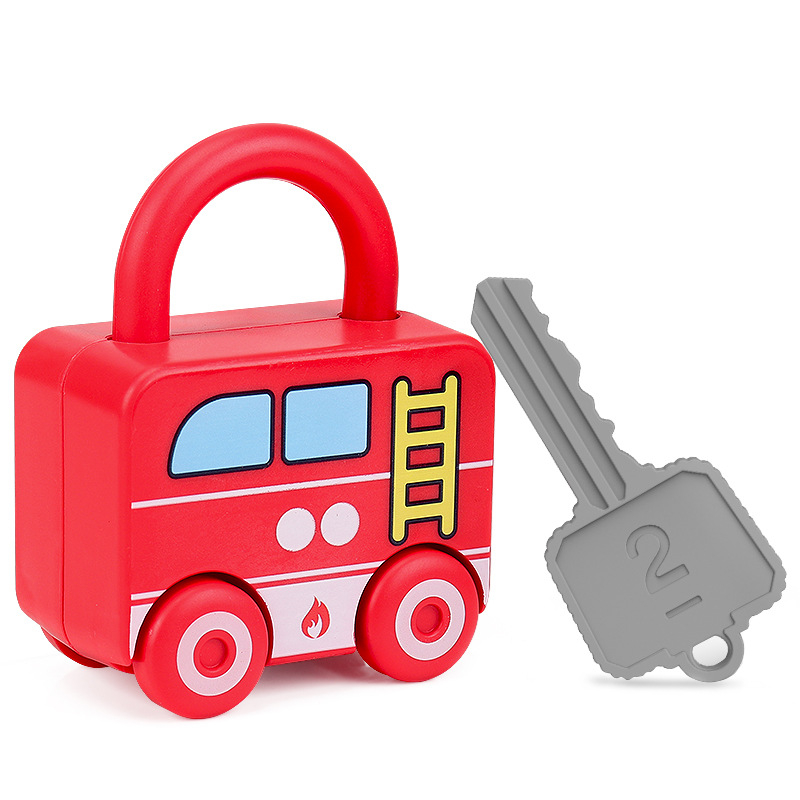 Edukativna slagalica-ključavnica igračka s ključi u obliku automobila za dojenčad 0–3 godine, plastika, mehanizam otključavanja, Kong Ming/Luban lock, DIY-prijateljska