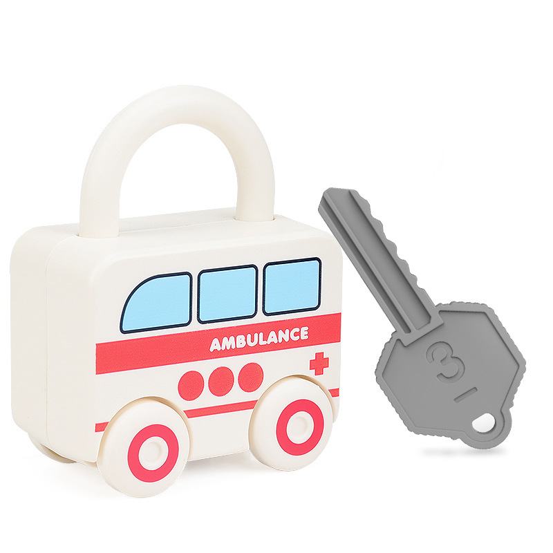 Edukativna slagalica-ključavnica igračka s ključi u obliku automobila za dojenčad 0–3 godine, plastika, mehanizam otključavanja, Kong Ming/Luban lock, DIY-prijateljska