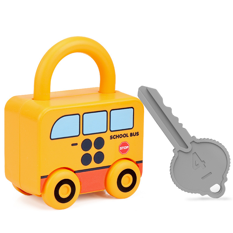 Edukativna slagalica-ključavnica igračka s ključi u obliku automobila za dojenčad 0–3 godine, plastika, mehanizam otključavanja, Kong Ming/Luban lock, DIY-prijateljska