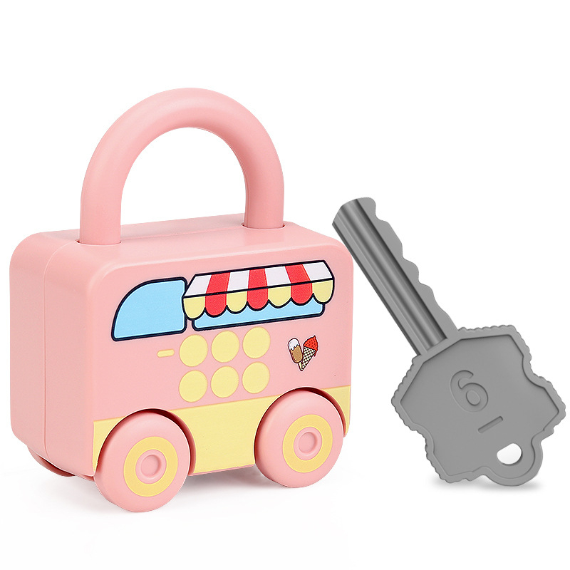 Edukativna slagalica-ključavnica igračka s ključi u obliku automobila za dojenčad 0–3 godine, plastika, mehanizam otključavanja, Kong Ming/Luban lock, DIY-prijateljska