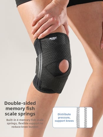 JINGBA протектори за коляното със компресионна пружина, неплъзгащи се, дишащи, тънки, за открит баскетбол; материал: спандекс и полиестер