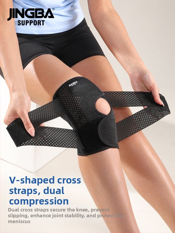 JINGBA протектори за коляното със компресионна пружина, неплъзгащи се, дишащи, тънки, за открит баскетбол; материал: спандекс и полиестер