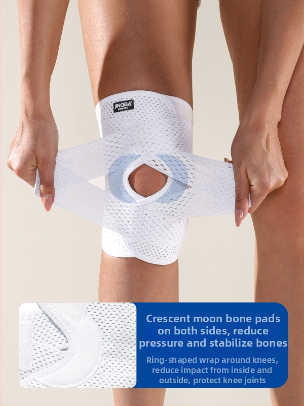 JINGBA протектори за коляното със компресионна пружина, неплъзгащи се, дишащи, тънки, за открит баскетбол; материал: спандекс и полиестер