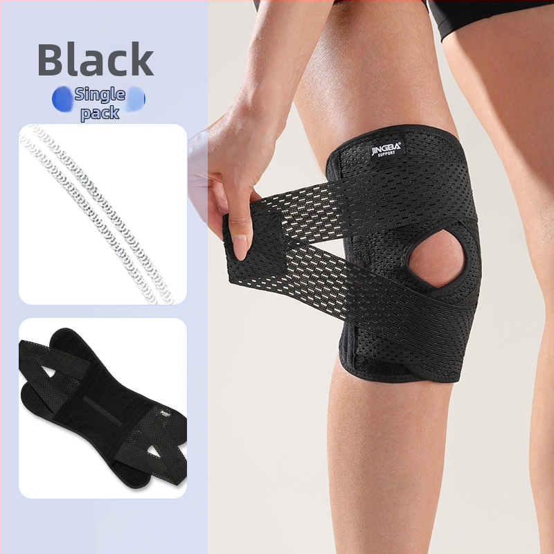 JINGBA протектори за коляното със компресионна пружина, неплъзгащи се, дишащи, тънки, за открит баскетбол; материал: спандекс и полиестер