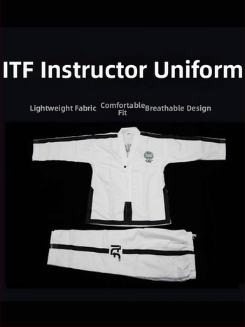 Uniformă de antrenament ITF Taekwondo pentru competiții și antrenament — țesătură poliester 100%, căptușeală din bumbac