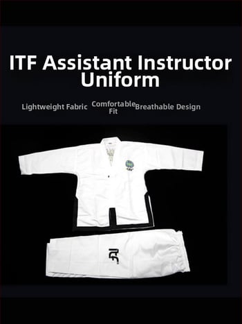 Uniformă de antrenament ITF Taekwondo pentru competiții și antrenament — țesătură poliester 100%, căptușeală din bumbac