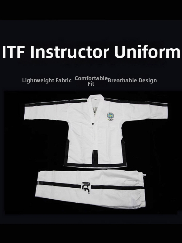 Uniformă de antrenament ITF Taekwondo pentru competiții și antrenament — țesătură poliester 100%, căptușeală din bumbac
