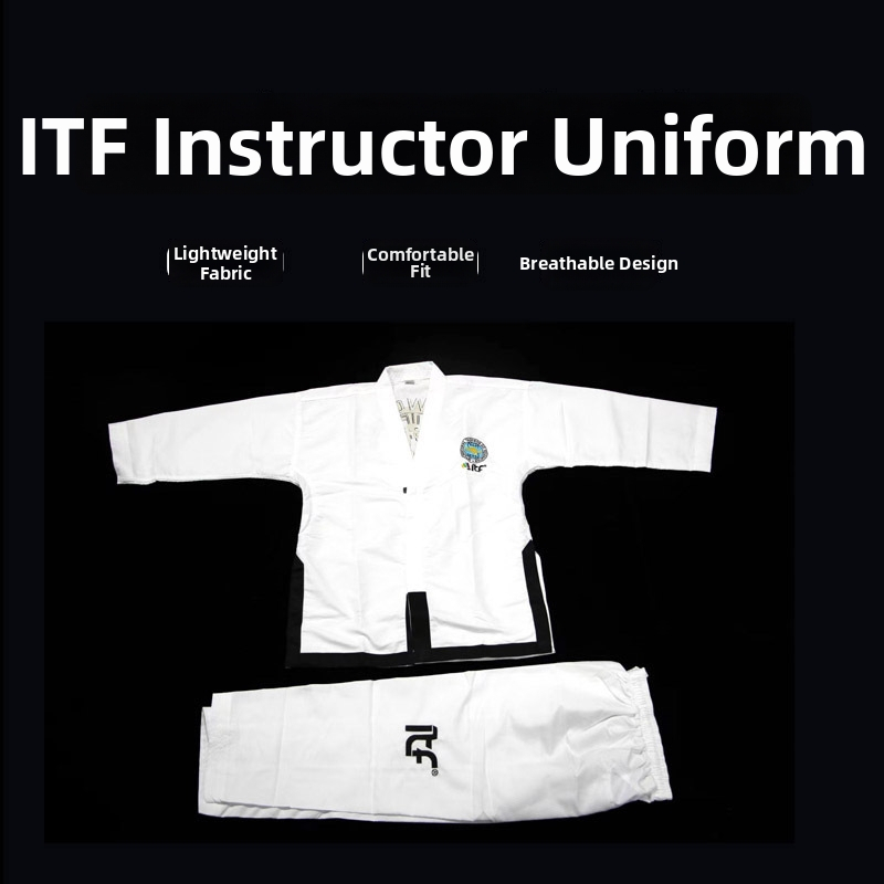 Uniformă de antrenament ITF Taekwondo pentru competiții și antrenament — țesătură poliester 100%, căptușeală din bumbac