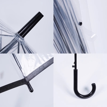 Átlátszó esernyő hosszú műanyag fogantyúval, automata nyitás, logónyomtatás, modern minimalist stílus
