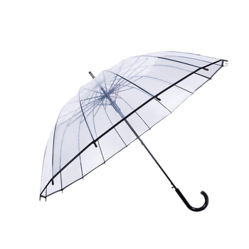 Átlátszó esernyő hosszú műanyag fogantyúval, automata nyitás, logónyomtatás, modern minimalist stílus