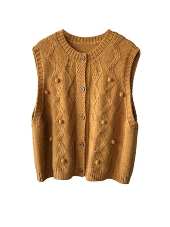 Női kötött mellény, koreai stílusú casual, kerek nyak, laza szabás, egygombos záródás, akril