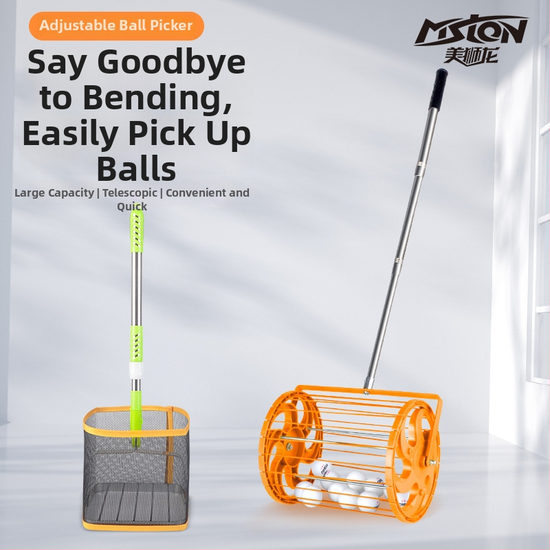 Meishulong automatický zberač loptičiek na stolný tenis s výsuvným mechanizmom, pohyblivým koliesovým košom na zber a tréningovou zásobou