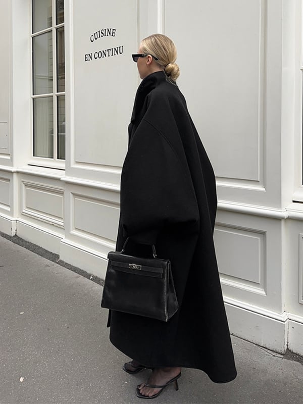 Παλτό τύπου trench, casual μεσαίου μήκους, γιακά Polo, μακριά μανίκια, πολυεστέρας