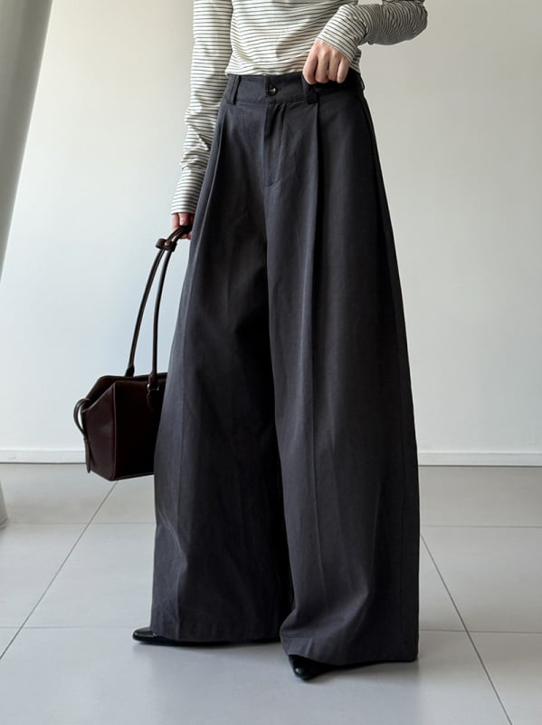 Φαρδιά βαμβακερά casual παντελόνια - χαλαρή γραμμή, κορεάτικο στυλ, 50-70% βαμβάκι, γυναικείο